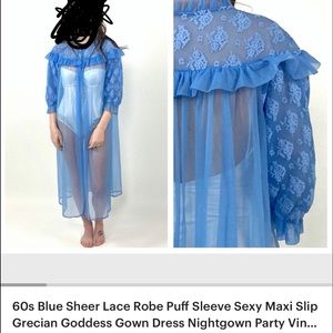Vintage blue sheer nightgown robe